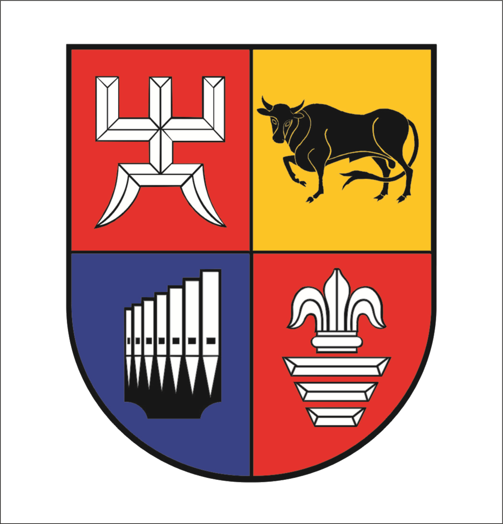 3 pav. Antrasis Rokiškio herbas, nebuvo aprobuotas Heraldikos komisijos.  Autorius Rimantas  Gibavičius.