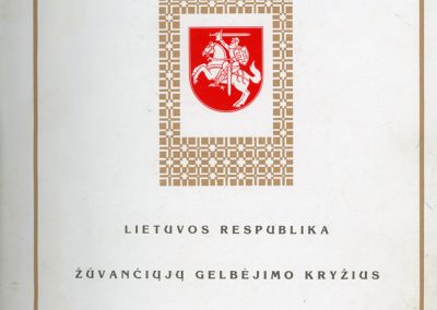 Žūvančiųjų gelbėjimo kryžiaus apdovanojimo rašto Stasiui Sviderskiui titulinis lapas