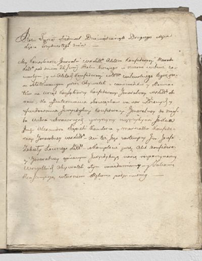 Vilniaus generalinės konfederacijos dienoraščio pirmasis puslapis. 1792 m.