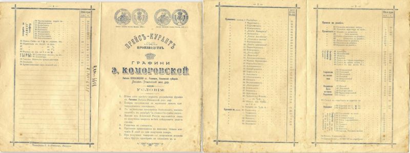 Kavoliškio saldumynų fabriko produkcijos sąrašas ir kainos XX a. pr. (RKM 6658)
